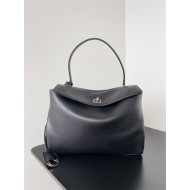 WOMEN'S RODEO MEDIUM HANDBAG smooth calfskin Black Silver-Metal High