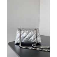 WOMEN'S CRUSH SMALL CHAIN BAG QUILTED crushed calfskin Silver High