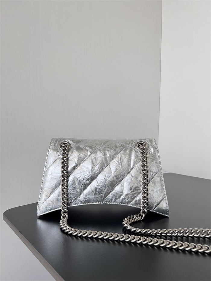 WOMEN'S CRUSH SMALL CHAIN BAG QUILTED crushed calfskin Silver High