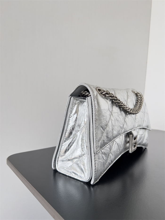 WOMEN'S CRUSH SMALL CHAIN BAG QUILTED crushed calfskin Silver High