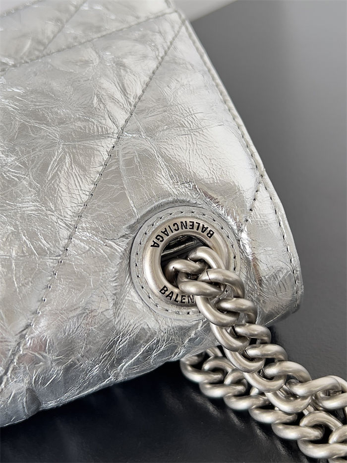 WOMEN'S CRUSH SMALL CHAIN BAG QUILTED crushed calfskin Silver High