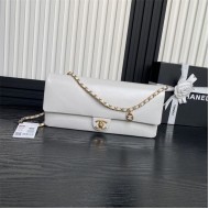 Chanel MAXI CLUTCH BAG AS5182 Grained Shiny Calfskin & Gold-Tone Metal White High