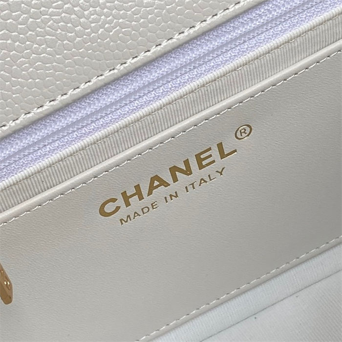 Chanel MAXI CLUTCH BAG AS5182 Grained Shiny Calfskin & Gold-Tone Metal White High