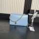 Chanel SMALL FLAP BAG AS5186 Grained Shiny Calfskin & Gold-Tone Metal Blue High