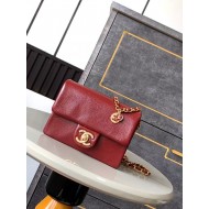 Chanel MINI FLAP BAG AS5218 Grained Shiny Calfskin & Gold-Tone Metal Burgundy High