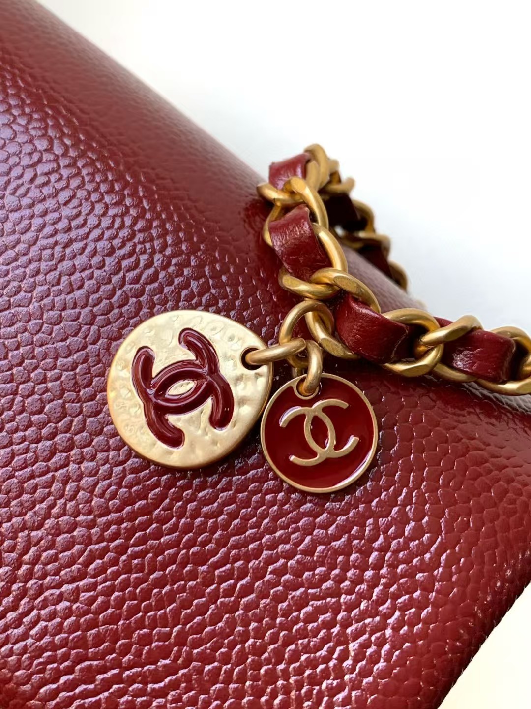 Chanel MINI FLAP BAG AS5218 Grained Shiny Calfskin & Gold-Tone Metal Burgundy High