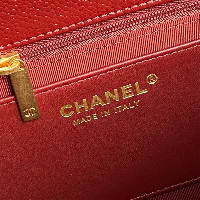 Chanel FLAP BAG AS5180 Grained Shiny Calfskin & Gold-Tone Metal Burgundy High