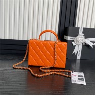 Chanel SMALL BOX BAG AS5167 Lambskin & Gold Metal Orange High