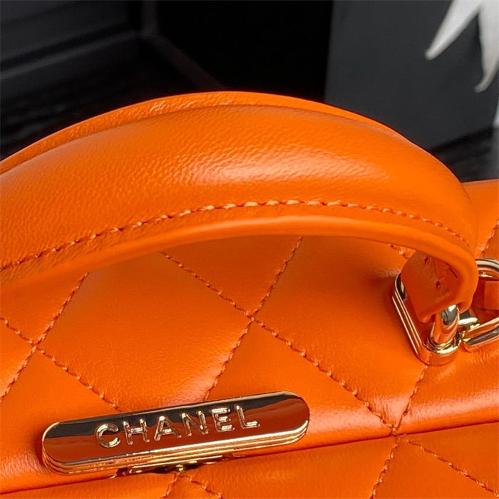 Chanel SMALL BOX BAG AS5167 Lambskin & Gold Metal Orange High