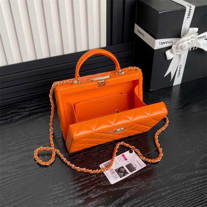 Chanel SMALL BOX BAG AS5167 Lambskin & Gold Metal Orange High