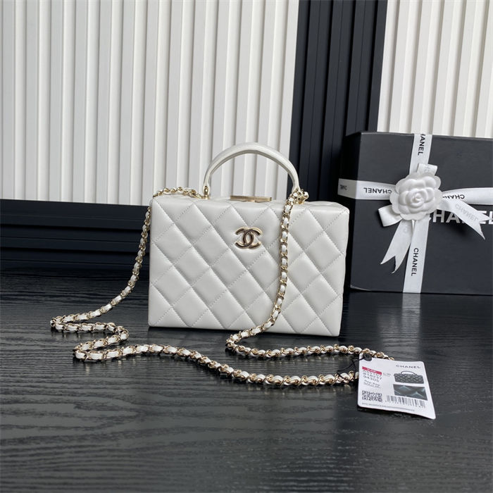 Chanel SMALL BOX BAG AS5167 Lambskin & Gold Metal White High