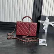 Chanel SMALL BOX BAG AS5167 Lambskin & Gold Metal Burgundy High