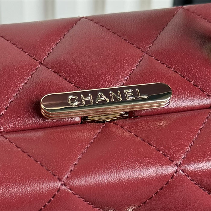 Chanel SMALL BOX BAG AS5167 Lambskin & Gold Metal Burgundy High