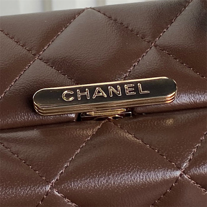 Chanel SMALL BOX BAG AS5167 Lambskin & Gold Metal Brown High