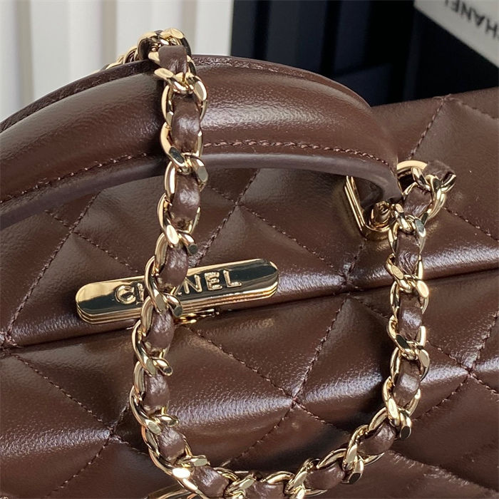 Chanel SMALL BOX BAG AS5167 Lambskin & Gold Metal Brown High