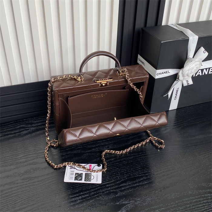 Chanel BOX BAG AS5168 Lambskin & Gold Metal Brown High