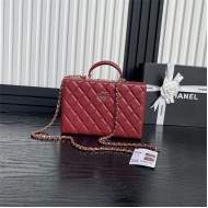 Chanel BOX BAG AS5168 Lambskin & Gold Metal Burgundy High