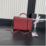 Chanel BOX BAG AS5168 Lambskin & Gold Metal Burgundy High