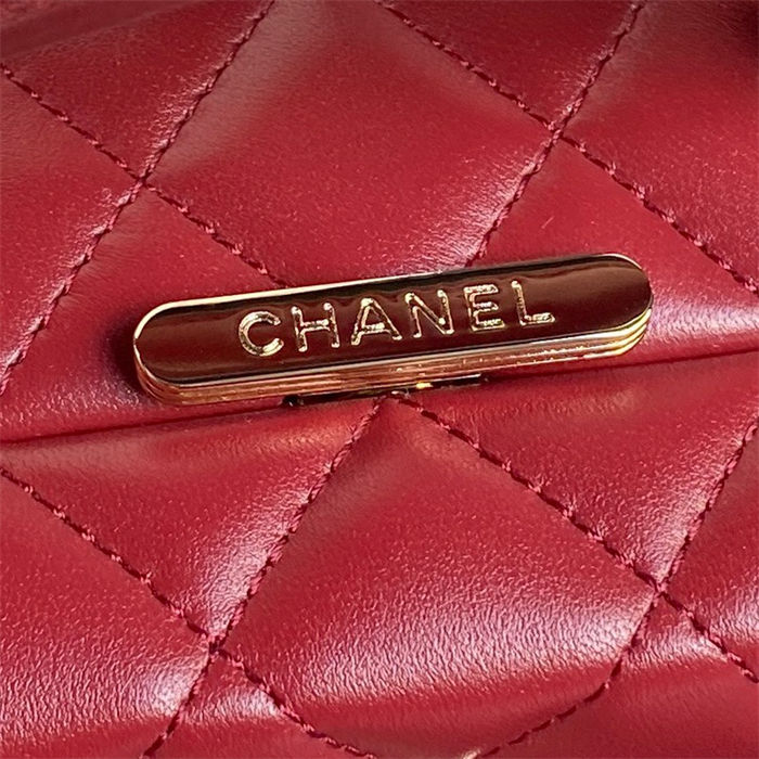 Chanel BOX BAG AS5168 Lambskin & Gold Metal Burgundy High