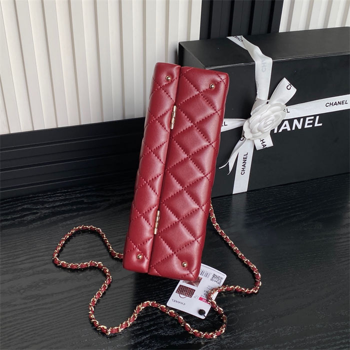 Chanel BOX BAG AS5168 Lambskin & Gold Metal Burgundy High