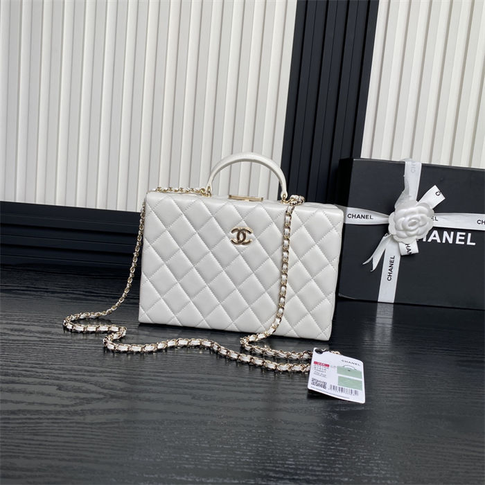 Chanel BOX BAG AS5168 Lambskin & Gold Metal White High