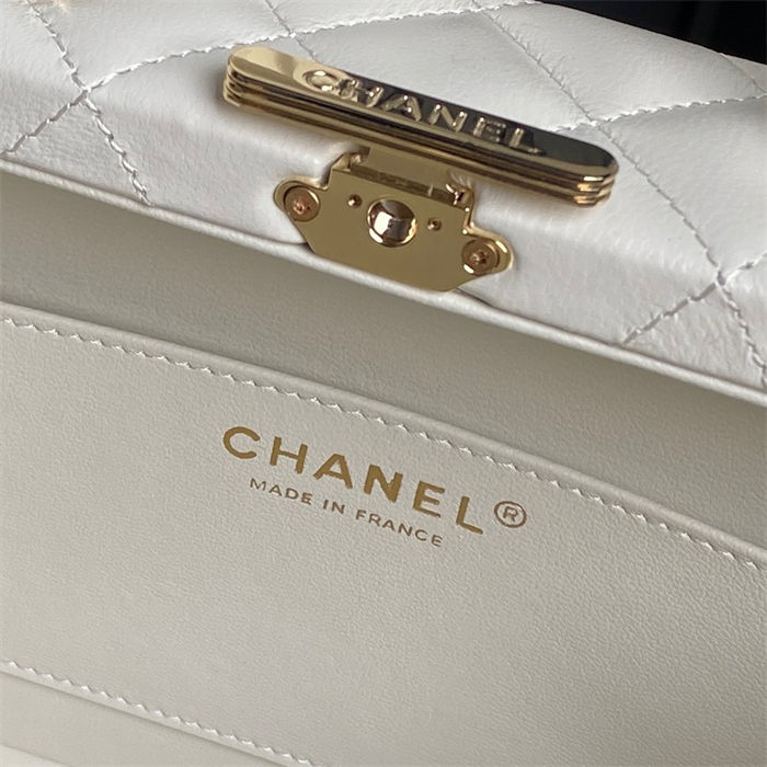 Chanel BOX BAG AS5168 Lambskin & Gold Metal White High