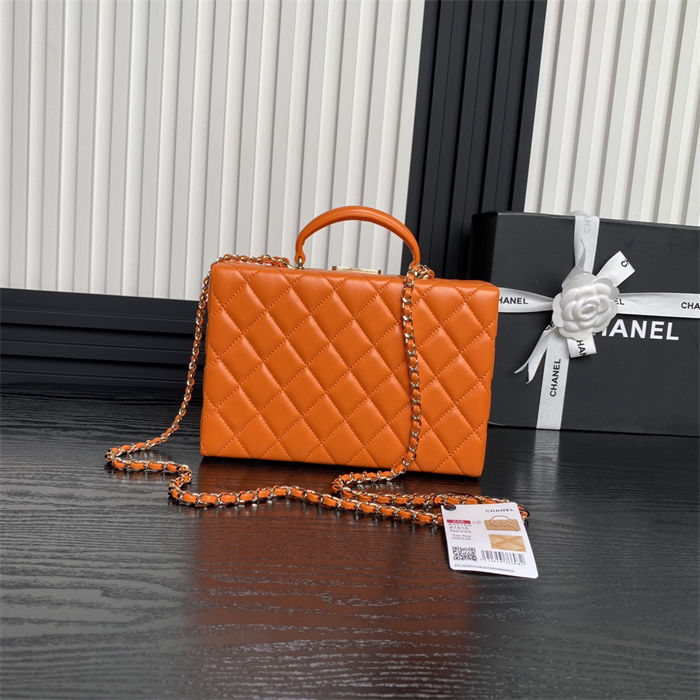 Chanel BOX BAG AS5168 Lambskin & Gold Metal Orange High