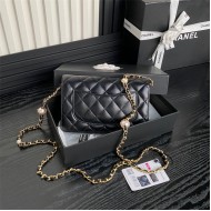 Chanel WALLET ON CHAIN AP4282 Shiny Lambskin, Imitation Pearls & Gold-Tone Metal Black High