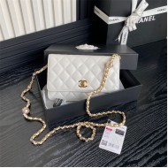 Chanel WALLET ON CHAIN AP4282 Shiny Lambskin, Imitation Pearls & Gold-Tone Metal White High