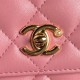 Chanel WALLET ON CHAIN AP4282 Shiny Lambskin, Imitation Pearls & Gold-Tone Metal Pink High