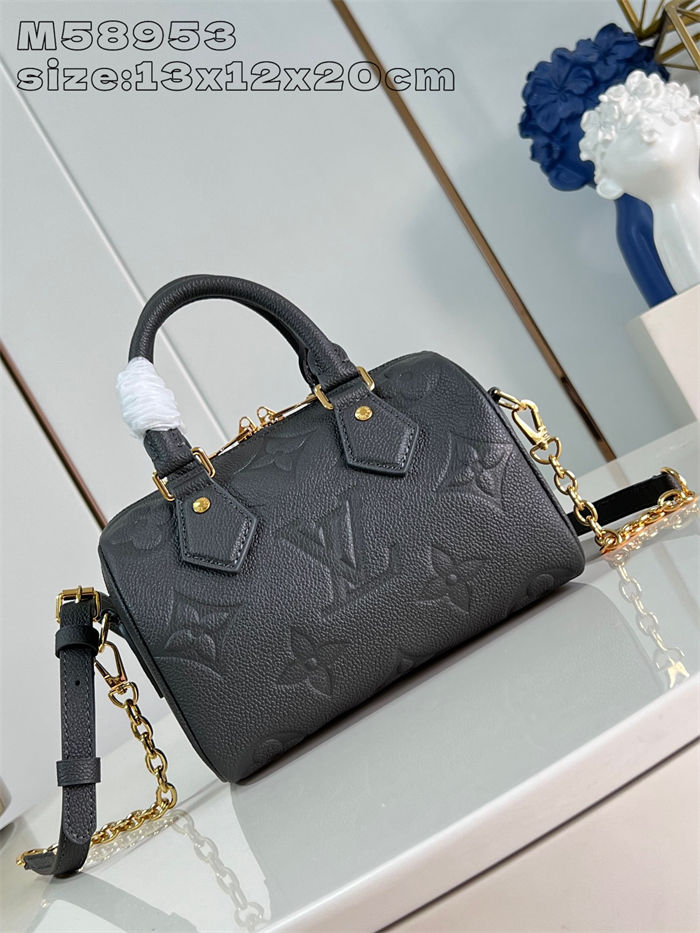 Louis Vuitton SPEEDY BANDOULIÈRE 20 Embossed grained cowhide leather M58953 Pewter High