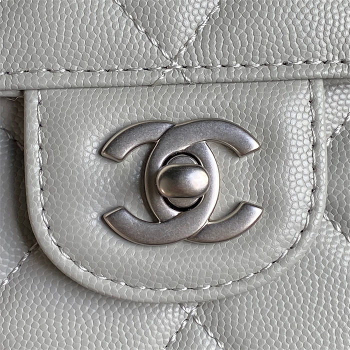 Chanel SMALL FLAP BAG WITH TOP HANDLE AS5166 Grained Calfskin Grey High