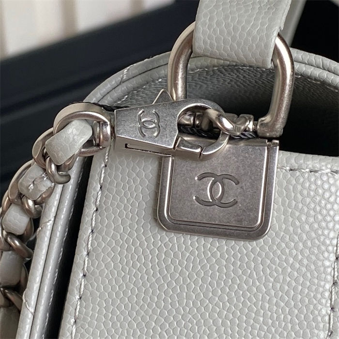 Chanel SMALL FLAP BAG WITH TOP HANDLE AS5166 Grained Calfskin Grey High