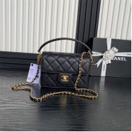 Chanel MINI FLAP BAG WITH TOP HANDLE AS5165 Grained Calfskin Black High