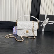 Chanel MINI FLAP BAG WITH TOP HANDLE AS5165 Grained Calfskin White High