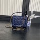 Chanel MINI FLAP BAG WITH TOP HANDLE AS5165 Grained Calfskin Blue High