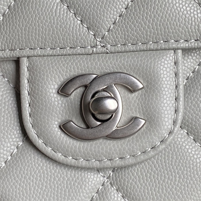 Chanel MINI FLAP BAG WITH TOP HANDLE AS5165 Grained Calfskin Grey High