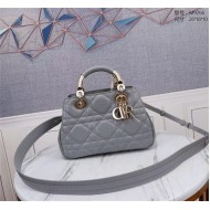 LADY 95.22 SMALL BAG Cannage Calfskin Grey High