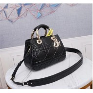 LADY 95.22 SMALL BAG Cannage Calfskin Black High