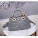 LADY 95.22 MEDIUM BAG Cannage Calfskin Grey High