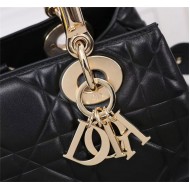 LADY 95.22 MEDIUM BAG Cannage Calfskin Black High