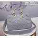 LADY 95.22 LARGE BAG Cannage Calfskin Grey High