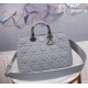 LADY 95.22 LARGE BAG Cannage Calfskin Grey High