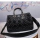 LADY 95.22 LARGE BAG Cannage Calfskin Black High