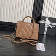 Chanel MINI FLAP BAG WITH TOP HANDLE AS5032 Shiny Lambskin Nude A