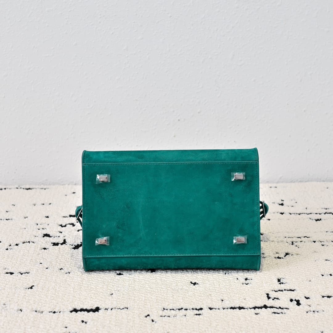 The Row Soft Margaux 10 Bag in Suede Green High