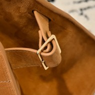 The Row Soft Margaux 10 Bag in Suede Caramel High