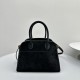 The Row Soft Margaux 10 Bag in Suede Black High