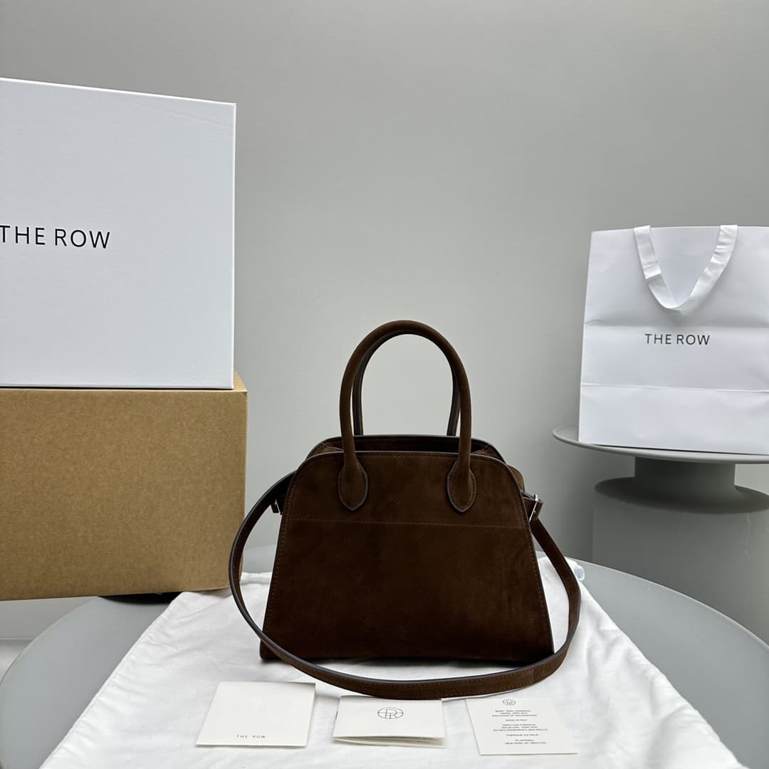 The Row Soft Margaux 10 Bag in Suede Brown High