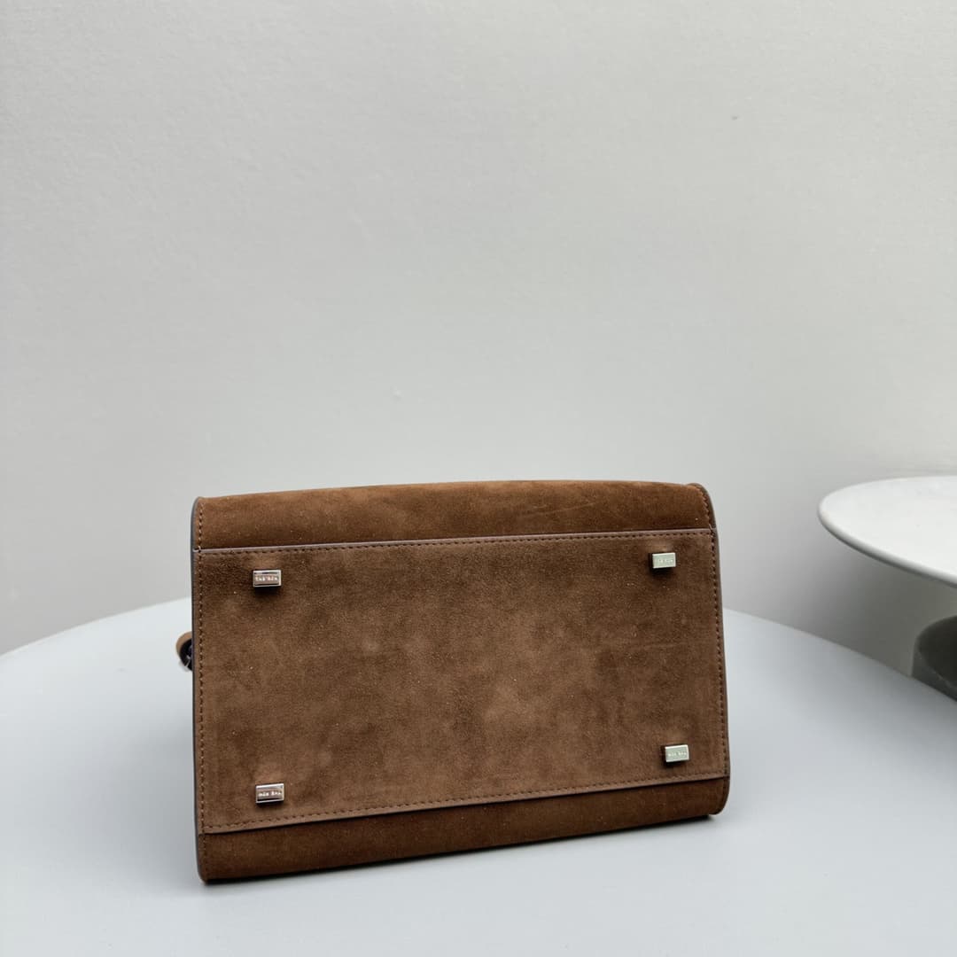 The Row Soft Margaux 10 Bag in Suede Brown High